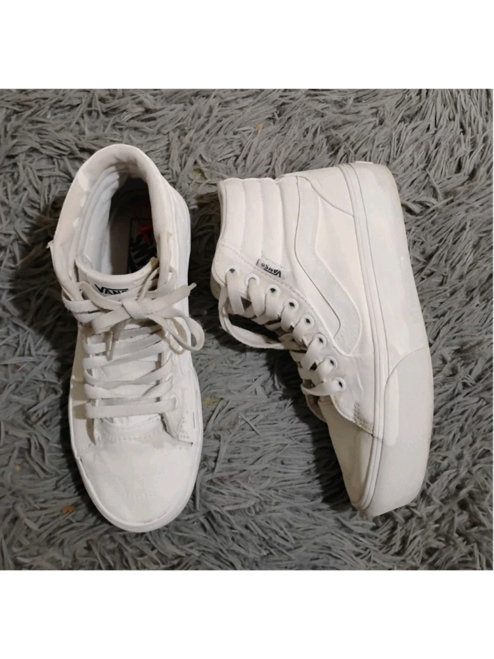 Vans Shoes Womens Size 6 White Canvas Lace Up High Top Skate Sneakers 721356